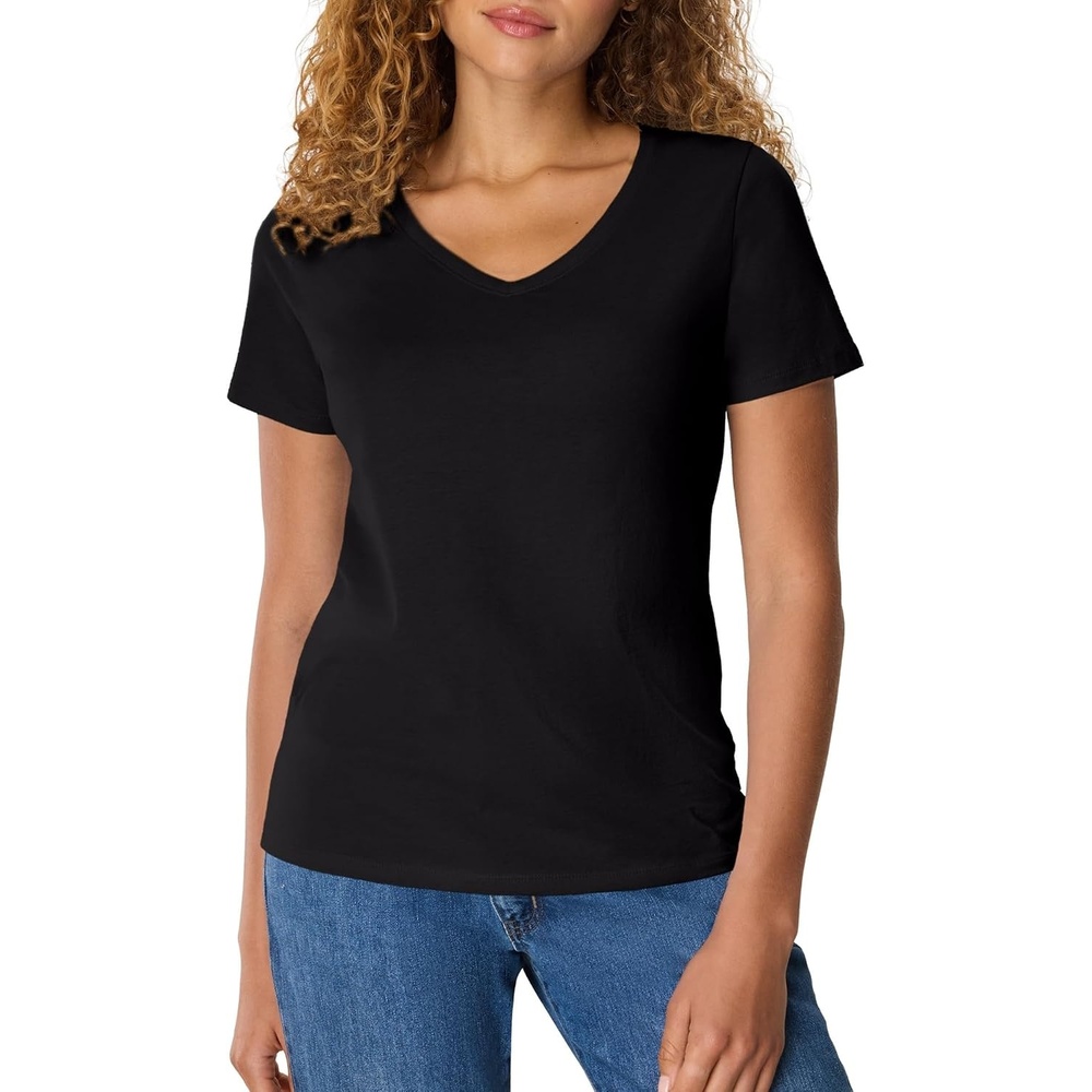 image:imageHanes Womens PerfectT Vneck Tshirt Cotton Short Sleeve Tee for Women 1 or 2PackBlack
