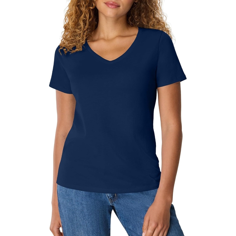 image:imageHanes Womens PerfectT Vneck Tshirt Cotton Short Sleeve Tee for Women 1 or 2PackNavy