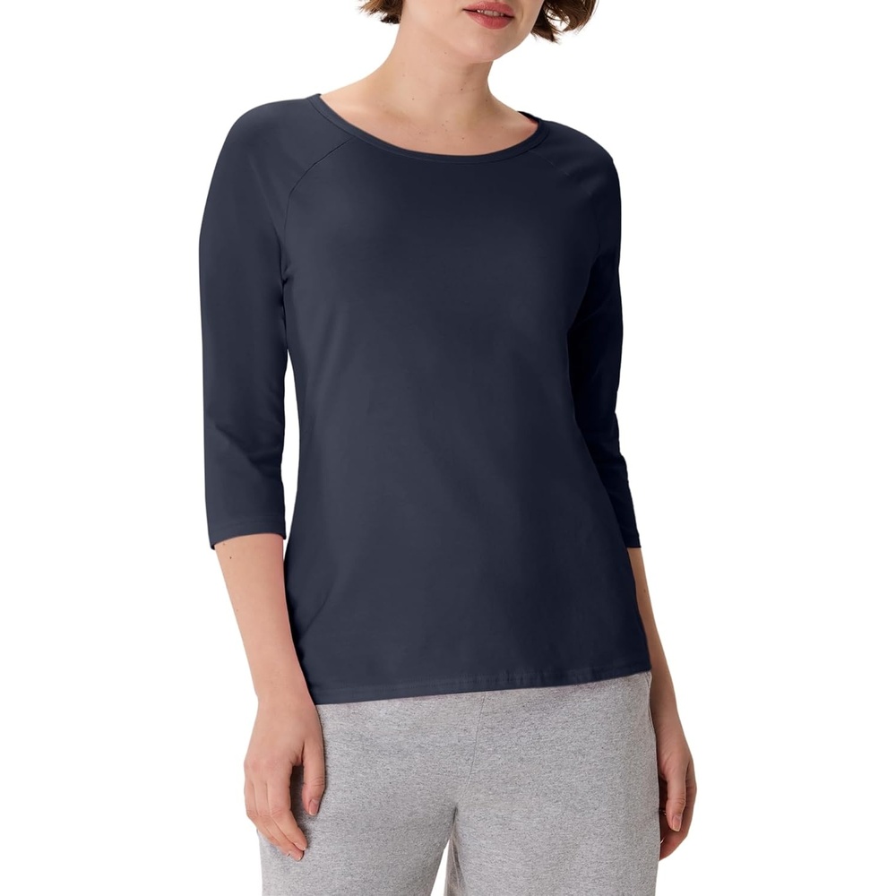 image:imageHanes Womens Raglan Sleeve Stretch Cotton Crewneck TeeNavy