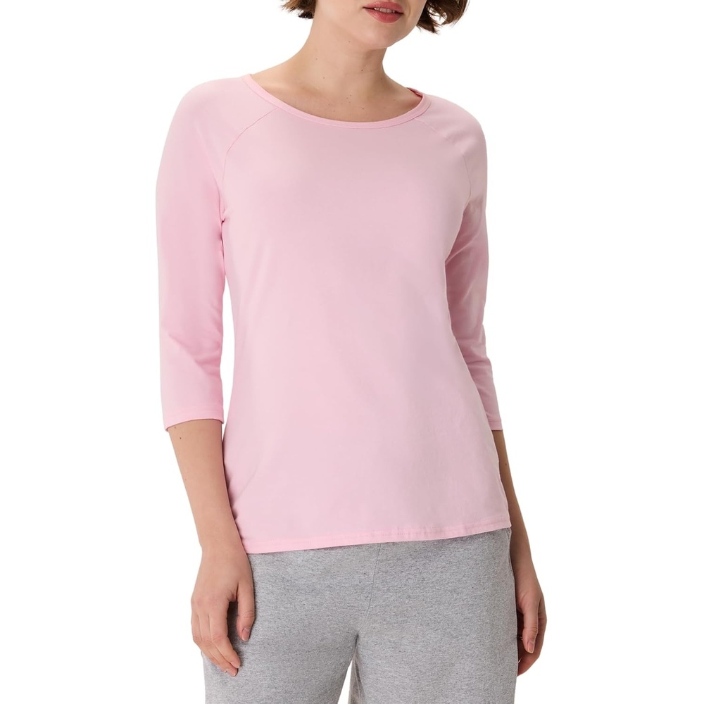image:imageHanes Womens Raglan Sleeve Stretch Cotton Crewneck TeePaleo Pink