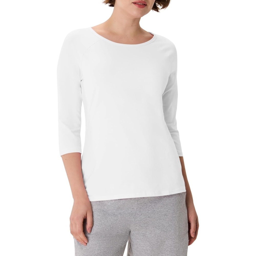 image:imageHanes Womens Raglan Sleeve Stretch Cotton Crewneck TeeWhite