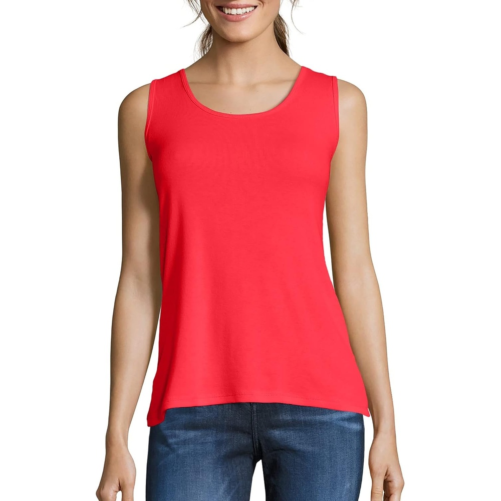 image:imageHanes Womens Shirts Womens MiniRibbed Cotton Tank Tops Womens Sleeveless TShirts Womens TanksRed Spark