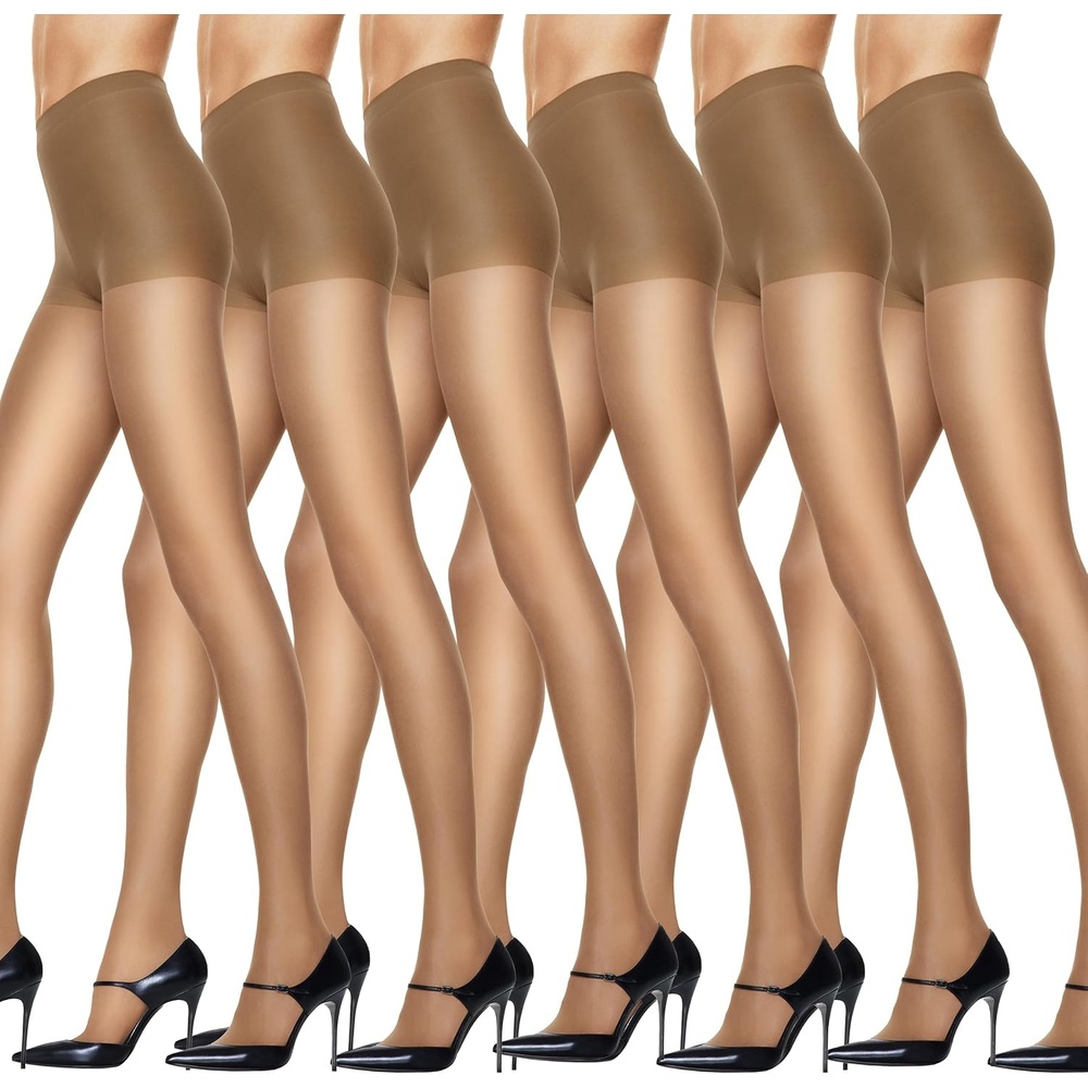 image:imageHanes Womens Silk Reflections Non Control Top Sheer Toe Silky Sheer PantyhoseLittle Color Pack of 6