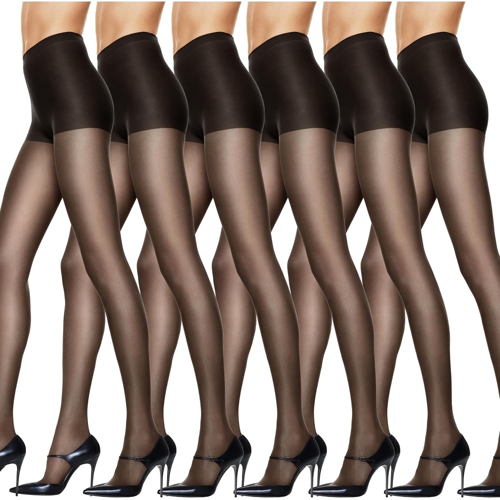 image:imageHanes Womens Silk Reflections Pantyhose Silky Sheer Control Top Reinforced ToeJet Pack of 6
