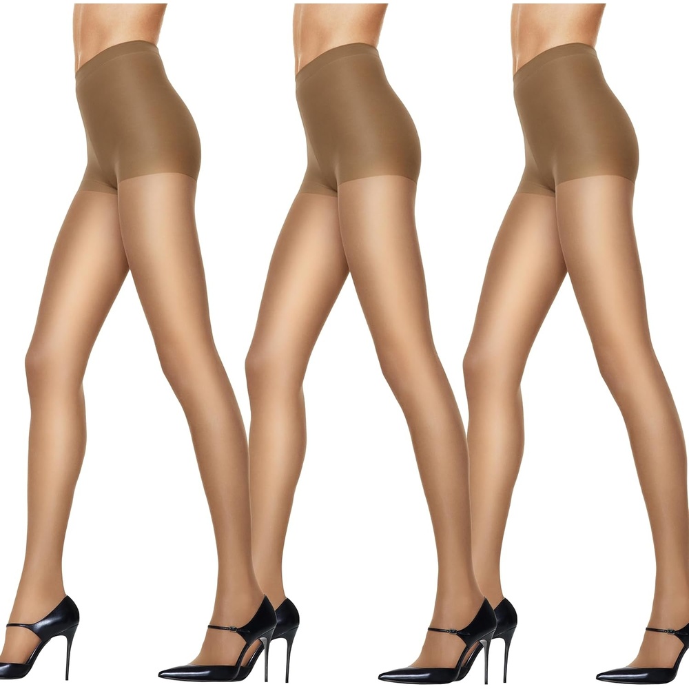 image:imageHanes Womens Silk Reflections Pantyhose Silky Sheer Control Top Reinforced ToeLittle Color Pack of 3