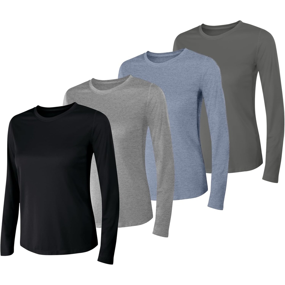 image:imageHanes Womens Sport Cool Dri Performance Long Sleeve TShirtBlack Grey Heather Navy Heather Charcoal