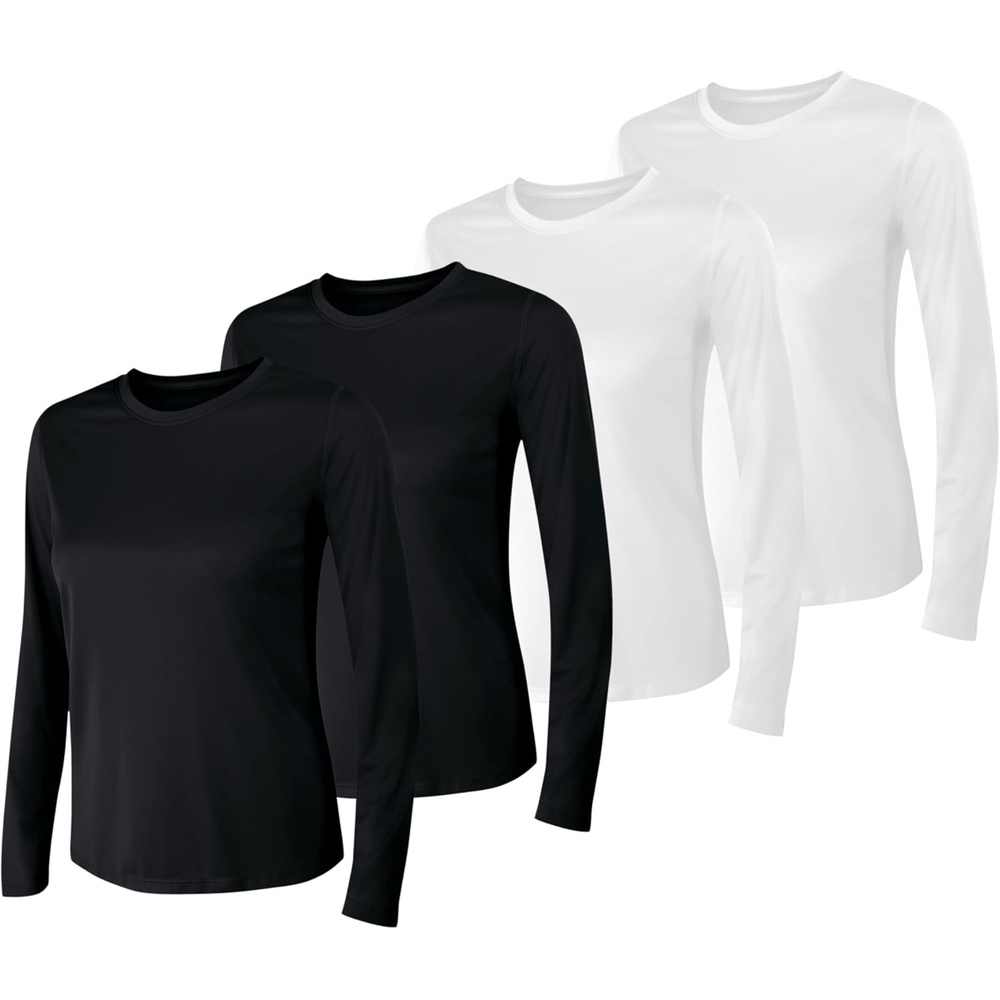 image:imageHanes Womens Sport Cool Dri Performance Long Sleeve TShirtBlackWhite 4 Pack