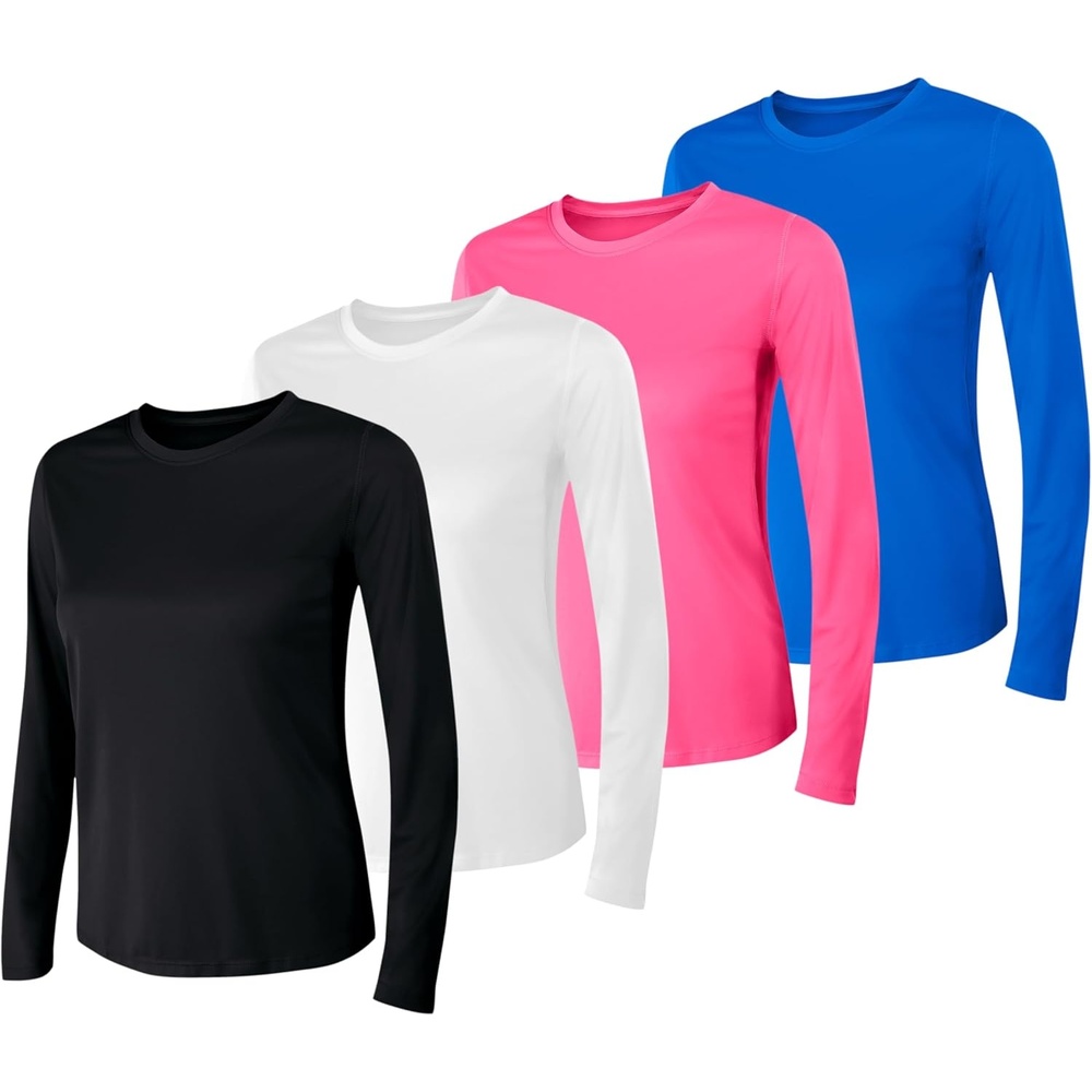 image:imageHanes Womens Sport Cool Dri Performance Long Sleeve TShirtBlackWhitePinkBlue 4 Pack