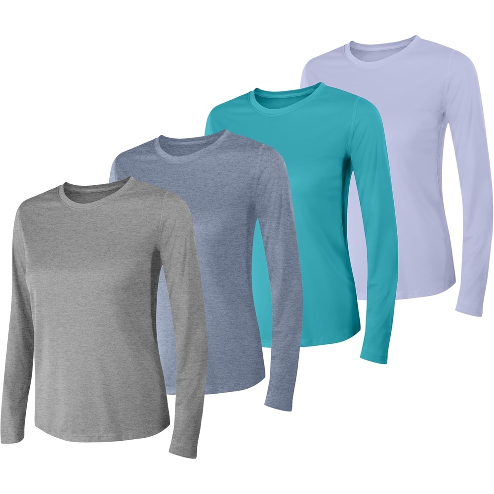 image:imageHanes Womens Sport Cool Dri Performance Long Sleeve TShirtGrey Heather Navy Heather teal Ivy Peri Blue