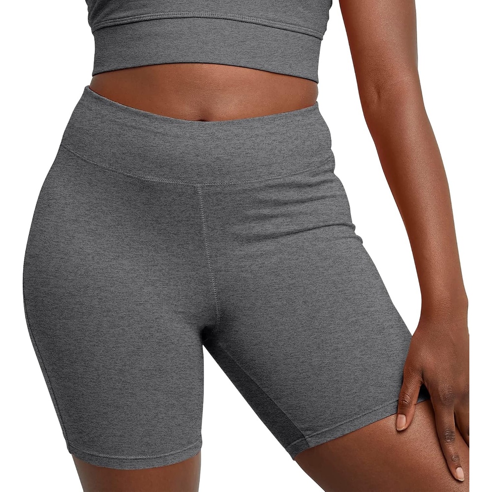 image:imageHanes Womens Stretch Jersey Bike Shorts Womens Cotton Sports Shorts 7 InseamCharcoal Heather