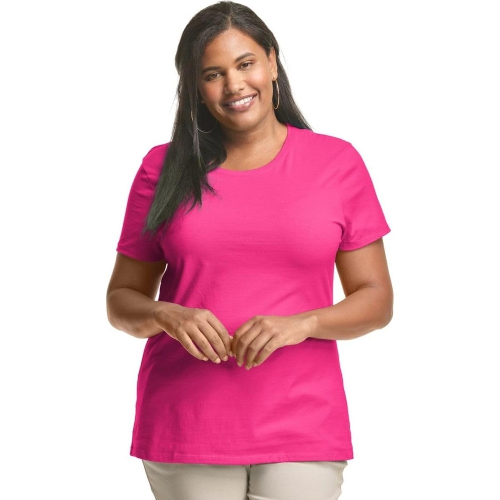 image:imageHanes Womens TShirt Just My Size Cotton Tee Plus Size TeeSizzling Pink