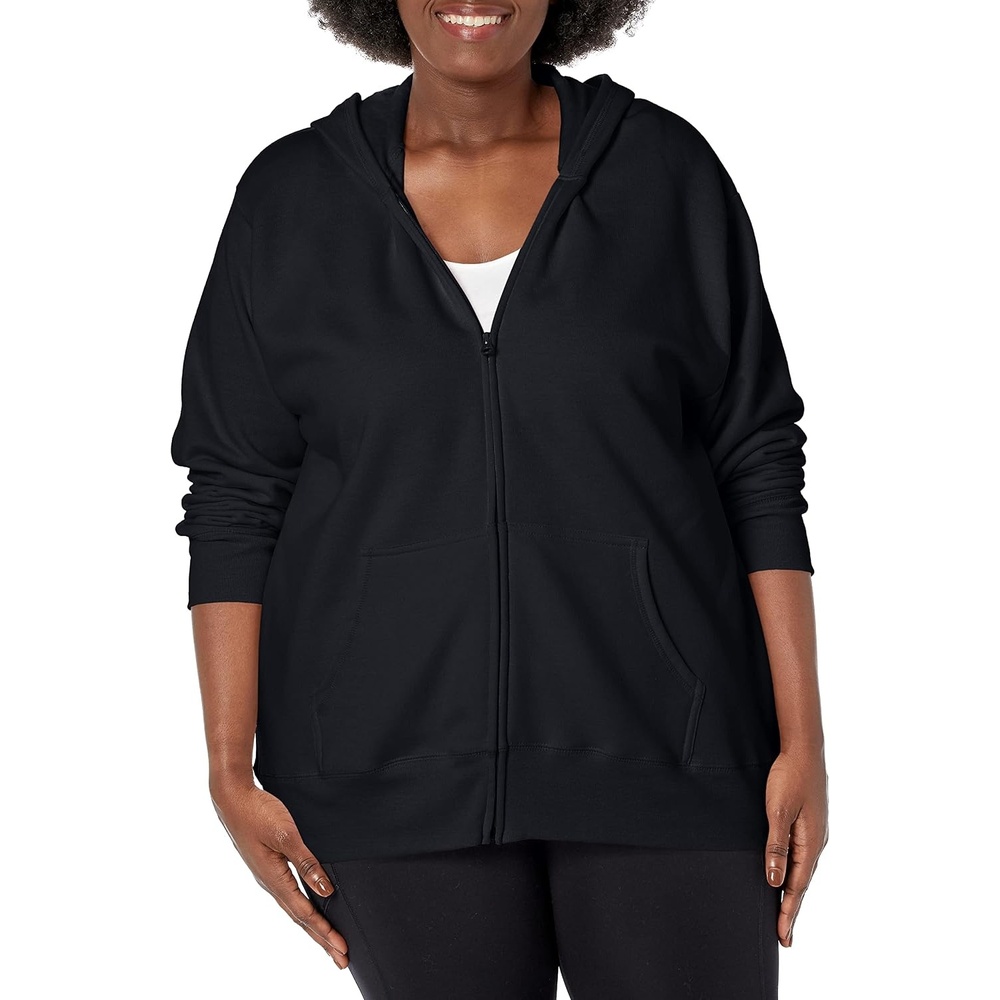 image:imageJUST MY SIZE womens Just My Size Zipup Fleece Womens Hoodie Ecosmart Hooded Sweatshirt Plus SizeEbony