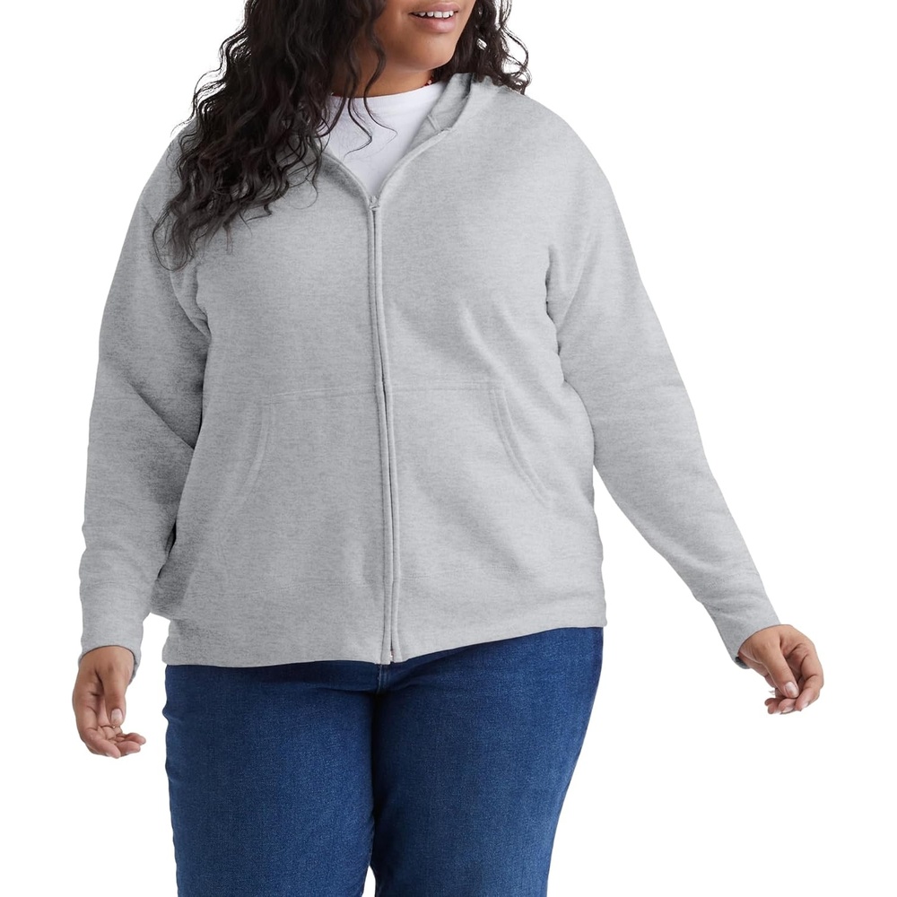 image:imageJUST MY SIZE womens Just My Size Zipup Fleece Womens Hoodie Ecosmart Hooded Sweatshirt Plus SizeLight Steel