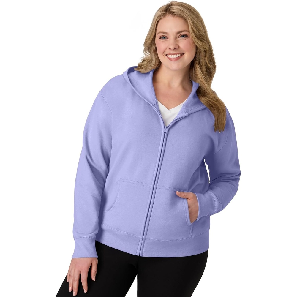 image:imageJUST MY SIZE womens Just My Size Zipup Fleece Womens Hoodie Ecosmart Hooded Sweatshirt Plus SizePeri Blue