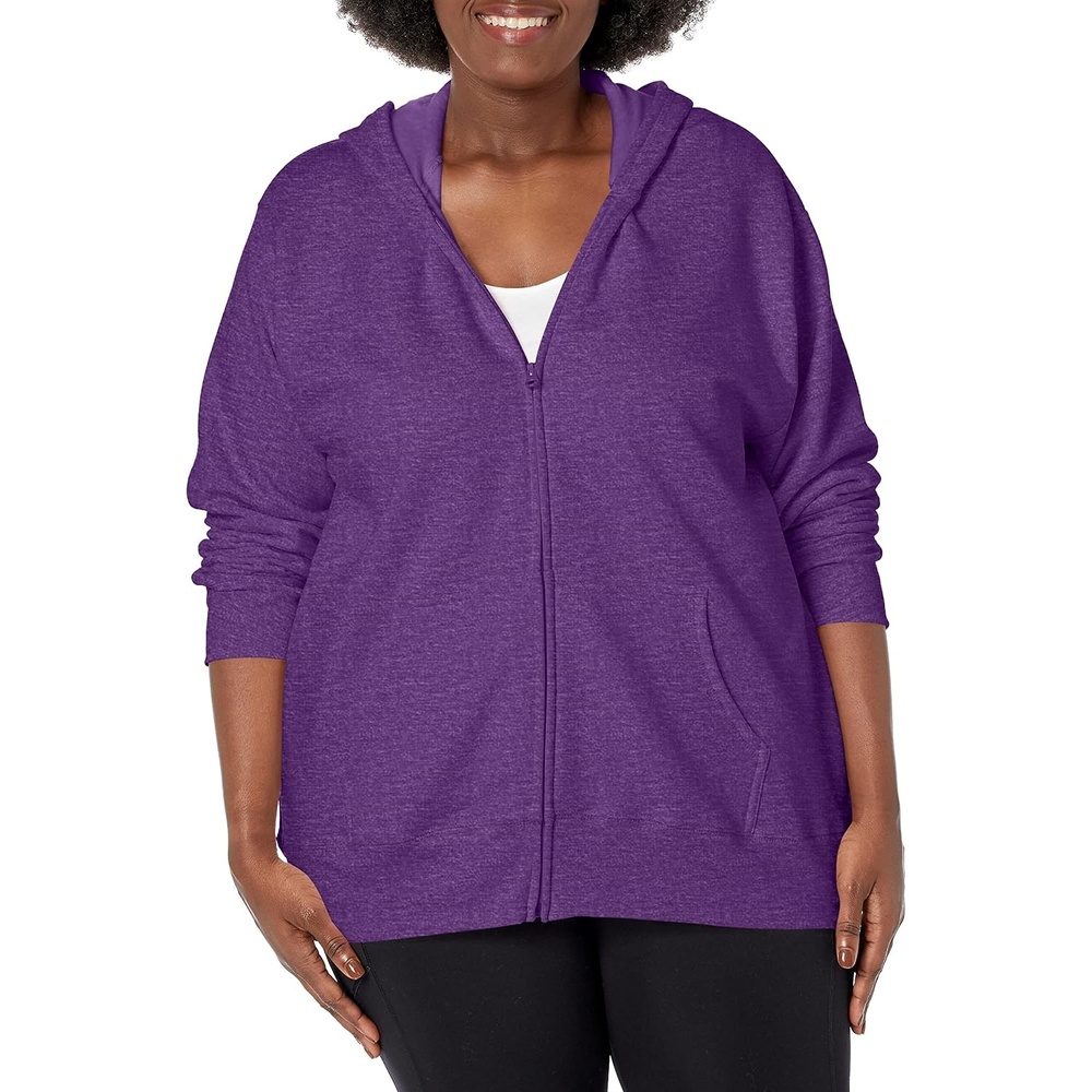 image:imageJUST MY SIZE womens Just My Size Zipup Fleece Womens Hoodie Ecosmart Hooded Sweatshirt Plus SizeViolet Splendor Heather