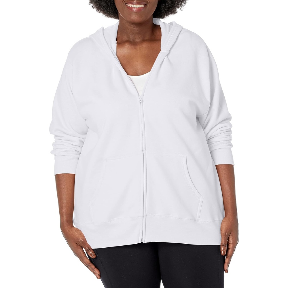 image:imageJUST MY SIZE womens Just My Size Zipup Fleece Womens Hoodie Ecosmart Hooded Sweatshirt Plus SizeWhite