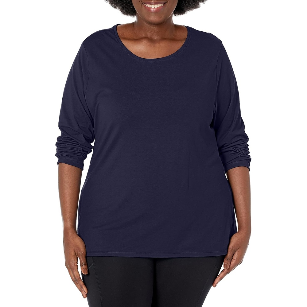 image:imageJUST My Size Womens Just My Size PlusSize Long Sleeve Cotton TShirt ScoopNeck TShirts for WomenNavy