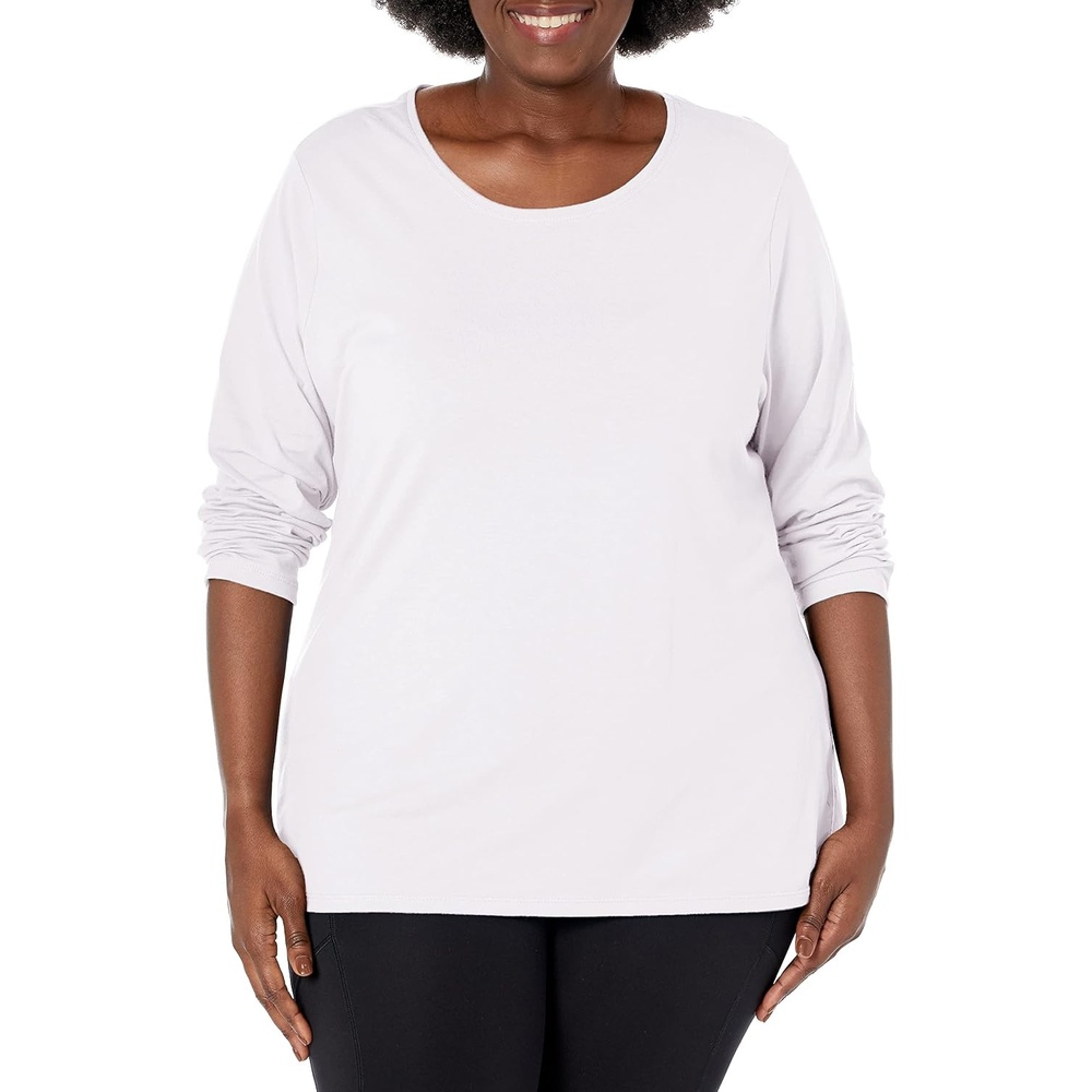 image:imageJUST My Size Womens Just My Size PlusSize Long Sleeve Cotton TShirt ScoopNeck TShirts for WomenWhite