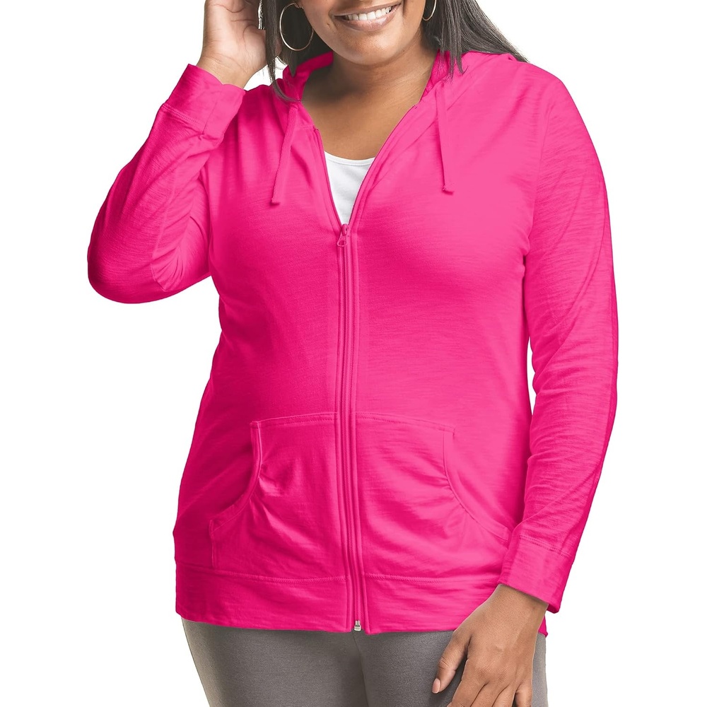 image:imageJust My Size Womens Full Zip Jersey HoodieAmaranth