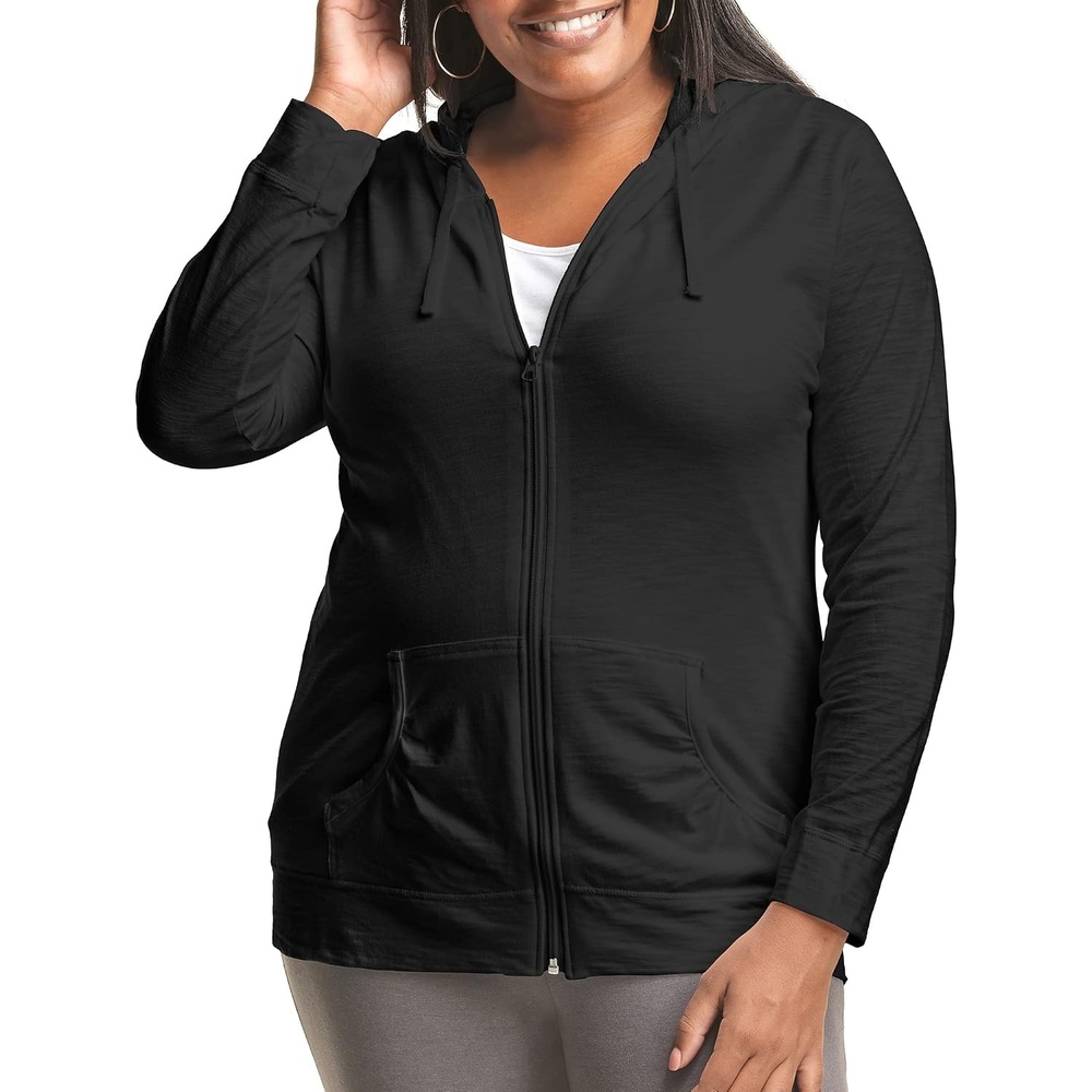 image:imageJust My Size Womens Full Zip Jersey HoodieBlack