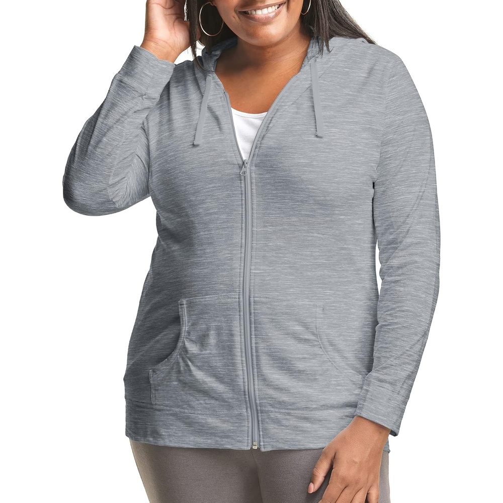 image:imageJust My Size Womens Full Zip Jersey HoodieDada Gray Pe Heather
