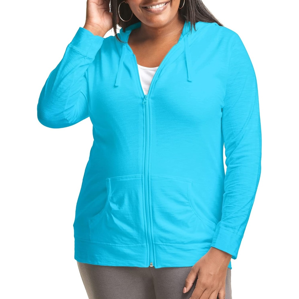 image:imageJust My Size Womens Full Zip Jersey HoodieProcess Blue