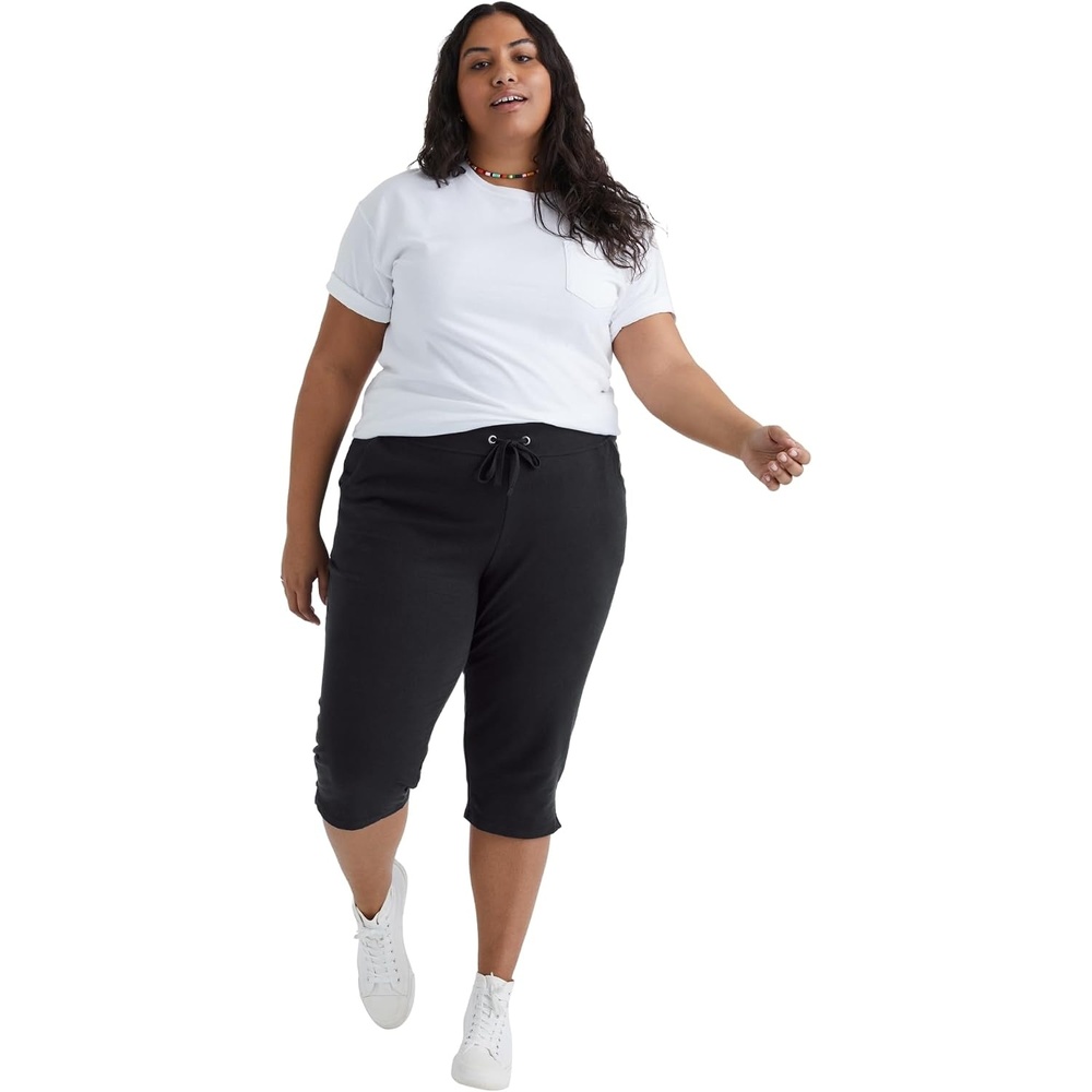 image:imageJust My Size Womens Sweatspants French Terry Capris with Pockets JMS Womens Capri Pocket SweatpantsBlack