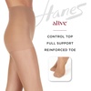 Hanes Alive Women’s Full Support, Control Top, Reinforced Toe Pantyhose(Jet)