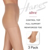 Hanes Alive Women’s Full Support, Control Top, Reinforced Toe Pantyhose(Jet (Pack of 3))