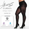 Hanes Curves Women’s Control Top, Sheer Toe, Silky Opaque, Wicking Cool Comfort Plus Size Pantyhose(Black)