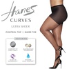 Hanes Curves Women’s Pantyhose with Run Resist and X-Temp Technology, Ultra Sheer, Control Top, Sheer Toe, Plus Size(Black)