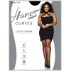 Hanes Curves Women’s Pantyhose with Run Resist and X-Temp Technology, Ultra Sheer, Control Top, Sheer Toe, Plus Size(Black)
