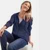 Hanes Women’s Lightweight Full Zip Hoodie, Textured Cotton Zip Up, T-Shirt Hoodie(Navy)