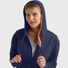 Hanes Women’s Lightweight Full Zip Hoodie, Textured Cotton Zip Up, T-Shirt Hoodie(Navy)
