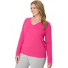 Hanes Women’s Long Sleeve Cotton T-Shirt, Lightweight Crewneck and V-Neck Tee for Women, Modern Fit(Amaranth)