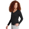 Hanes Women’s Long Sleeve Cotton T-Shirt, Lightweight Crewneck and V-Neck Tee for Women, Modern Fit(Ebony)