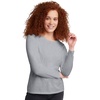 Hanes Women’s Long Sleeve Cotton T-Shirt, Lightweight Crewneck and V-Neck Tee for Women, Modern Fit(Light Steel)