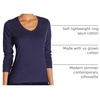 Hanes Women’s Long Sleeve Cotton T-Shirt, Lightweight Crewneck and V-Neck Tee for Women, Modern Fit(Navy)