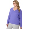 Hanes Women’s Long Sleeve Cotton T-Shirt, Lightweight Crewneck and V-Neck Tee for Women, Modern Fit(Petal Purple)