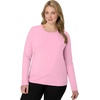 Hanes Women’s Long Sleeve Cotton T-Shirt, Lightweight Crewneck and V-Neck Tee for Women, Modern Fit(Pink Swish)