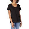Hanes Women’s Perfect-T V-neck T-shirt, Cotton Short Sleeve Tee for Women, 1 or 2-Pack(Black)