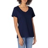 Hanes Women’s Perfect-T V-neck T-shirt, Cotton Short Sleeve Tee for Women, 1 or 2-Pack(Navy)