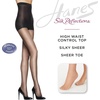 Hanes Women’s Silk Reflections Control Top Sheer Toe Silky Sheer High Waisted Pantyhose(Little Color)
