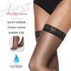 Hanes Women’s Silk Reflections Sheer Toe, Silky Sheer Finish Lace Top Thigh Highs(Jet)