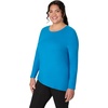 JUST My Size Women’s Just My Size Plus-Size Long Sleeve Cotton T-Shirt, Scoop-Neck T-Shirts for Women(Deep Dive)