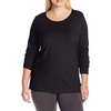 JUST My Size Women’s Just My Size Plus-Size Long Sleeve Cotton T-Shirt, Scoop-Neck T-Shirts for Women(Ebony)