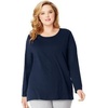 JUST My Size Women’s Just My Size Plus-Size Long Sleeve Cotton T-Shirt, Scoop-Neck T-Shirts for Women(Navy)