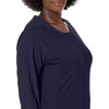 JUST My Size Women’s Just My Size Plus-Size Long Sleeve Cotton T-Shirt, Scoop-Neck T-Shirts for Women(Navy)