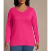 JUST My Size Women’s Just My Size Plus-Size Long Sleeve Cotton T-Shirt, Scoop-Neck T-Shirts for Women(Sizzling Pink)