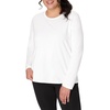 JUST My Size Women’s Just My Size Plus-Size Long Sleeve Cotton T-Shirt, Scoop-Neck T-Shirts for Women(White)
